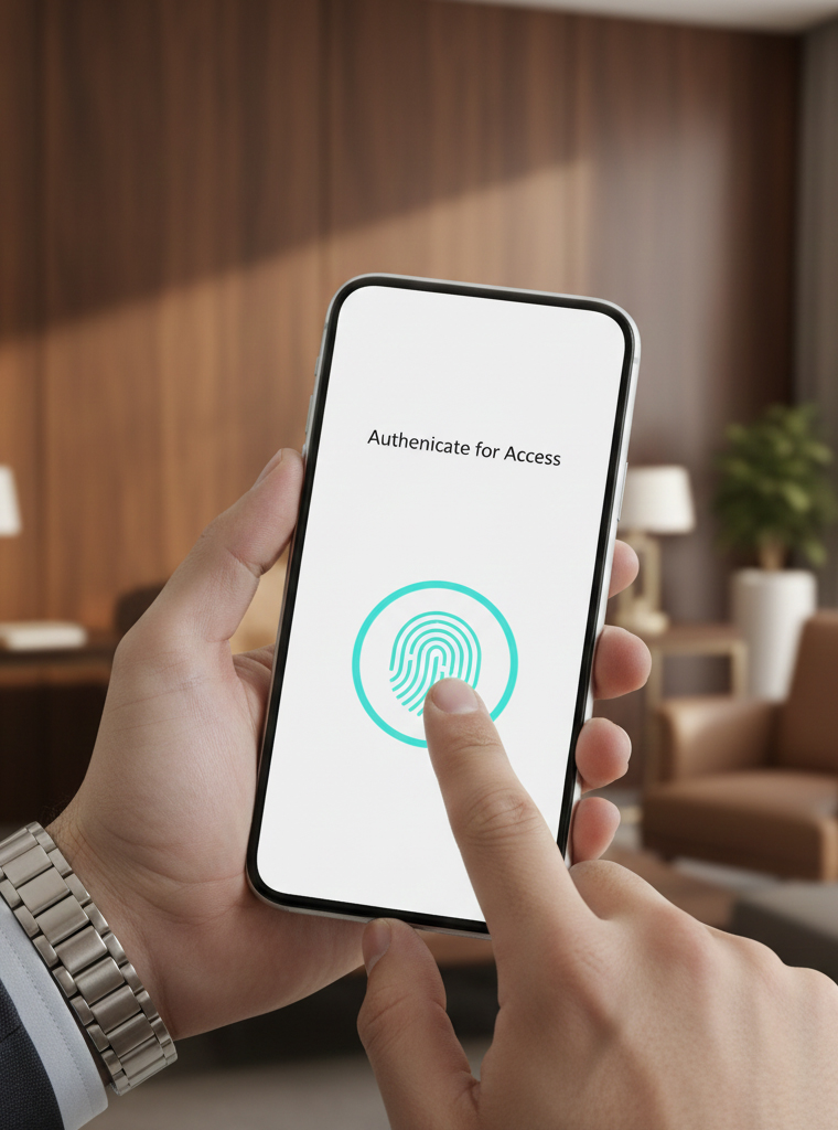 Close-up of biometric security login on the Club Works member app.